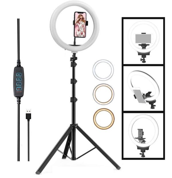 LED Ring Light 12 Inch Selfie, Phone Holder, 7 Feet Long Stand