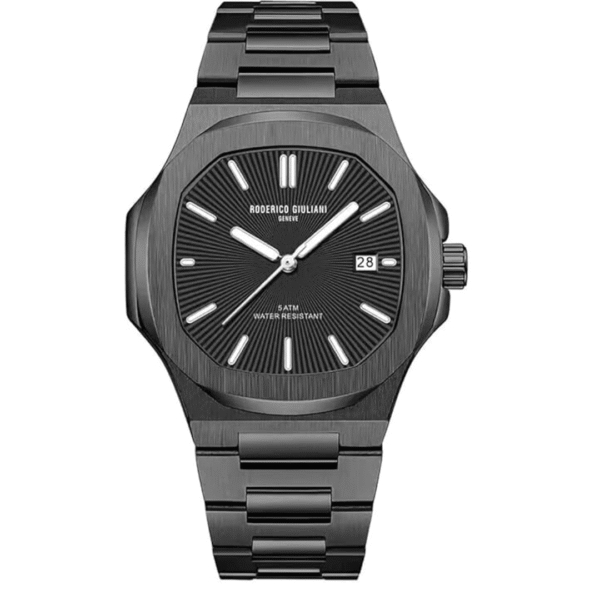 Black CASE Black Steel Bracelet Men's Watch.